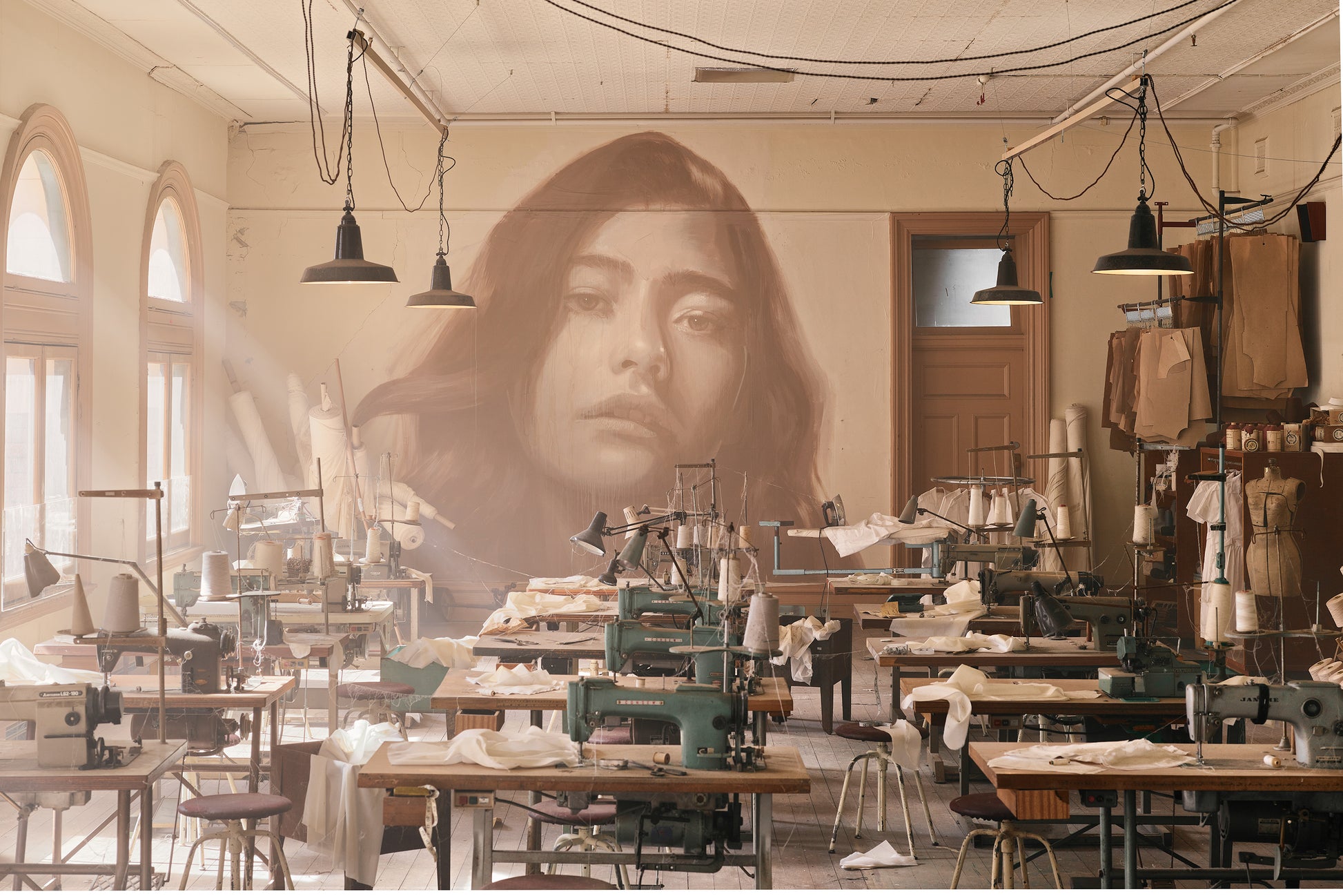 Photographic Print of The Workroom, an installation by Australian Artist Rone at Flinders Street Station. 